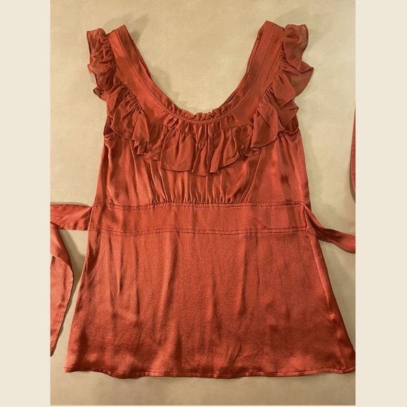 French Connection Tops - Cap Sleeve Silk Top - Burgundy Color